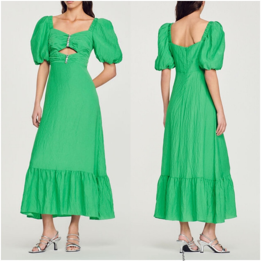 NWT 💚 SANDRO Crystal Embellished Midi Dress